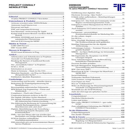 [DE] PROJECT CONSULT Newsletter 20090226