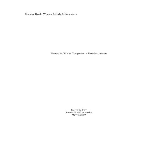 Women & Girls & Computers:  a historical context
