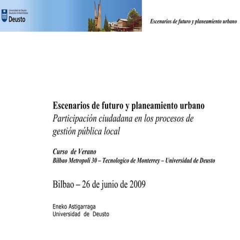 Escenarios de futuro y planeamiento urbano