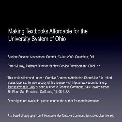 Making Textbooks Affordable for the University System of Ohio