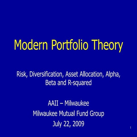 Modern Portfolio Theory (Mpt) - AAII Milwaukee
