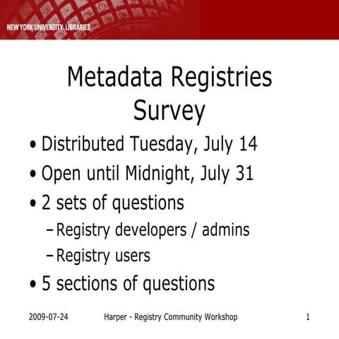 Mapping the metadata registry environment