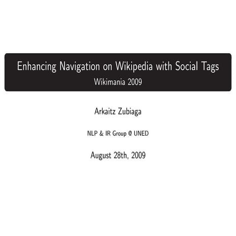 Enhancing Navigation on Wikipedia with Social Tags