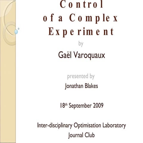 20090918 Agile Computer Control of a Complex Experiment
