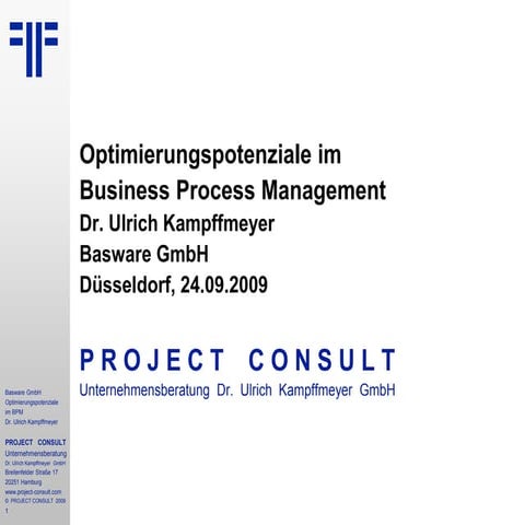 [DE] Optimierungspotentiale im Business Process Management | Dr. Ulrich Kampf...