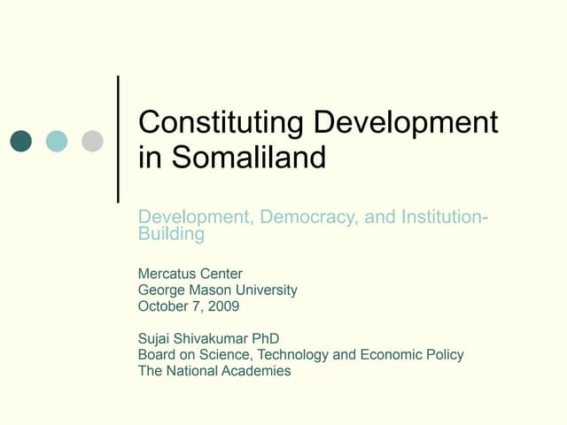 Constituting Development in Somaliland