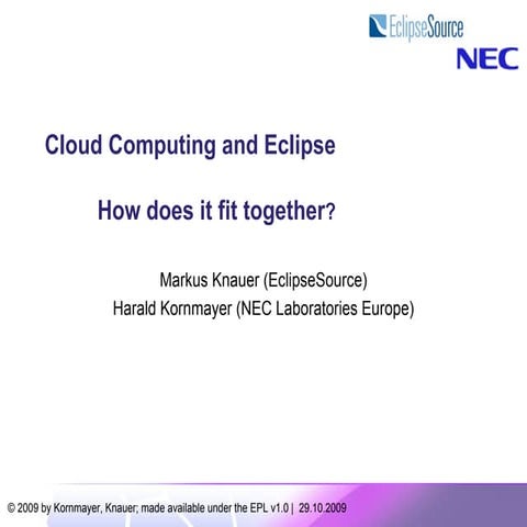 Cloud Computing and Eclipse technology - how does it fit together?