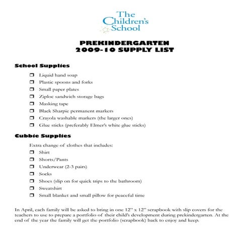 2009 10 Tcs Supply Lists