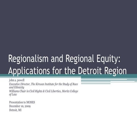 Regionalism and Regional Equity: Applications for the Detroit Region