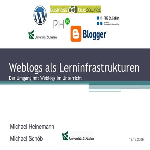 Weblogs als Lerninfrastrukturen