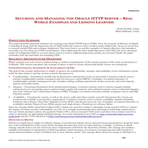Securing and Managing the Oracle HTTP Server | PDF