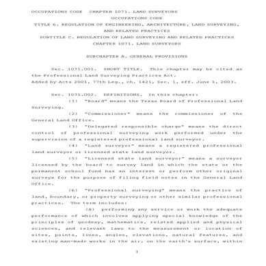 Texas Board of Professional Surveying Act 2010 | PDF