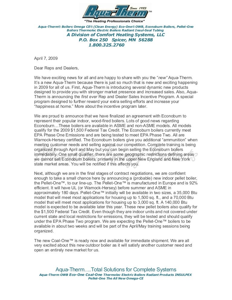 2009 Announcement Letter