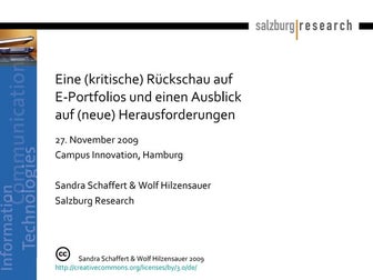 Schaffert & Hilzensauer: Eine (kritische) Rueckschau auf E-Portfolios und ei...