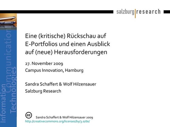 Schaffert & Hilzensauer: Eine (kritische) Rueckschau auf E-Portfolios und ei...