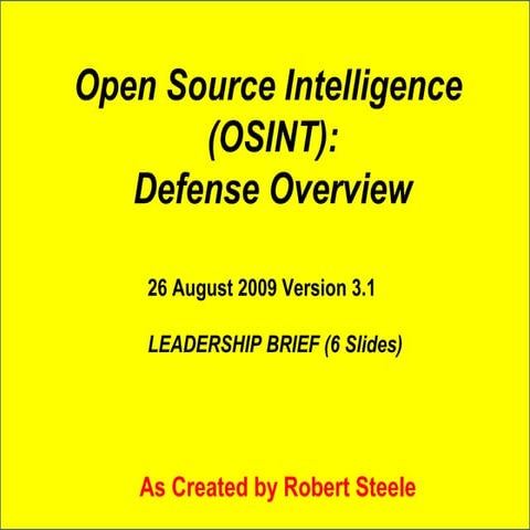 2009 do d osint leadership briefing
