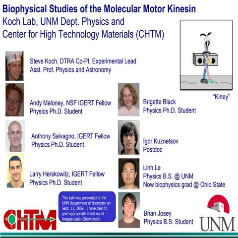 2009 September Kinesin Talk at UNM Chemistry