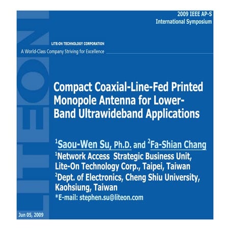 2009 IEEE AP-S-Compact Coaxial-Line-Fed Printed Monopole Antenna for Lower-Ba...