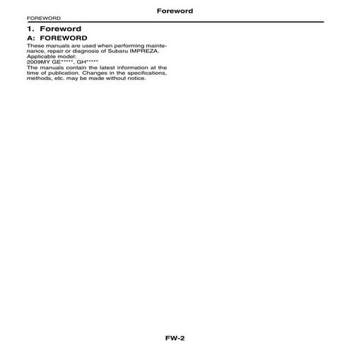 2013 SUBARU IMPREZA REPAIR MANUAL visual data 3