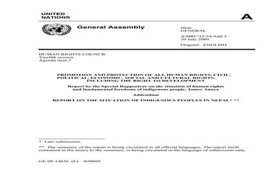 2009 indigenous peoples report nepal