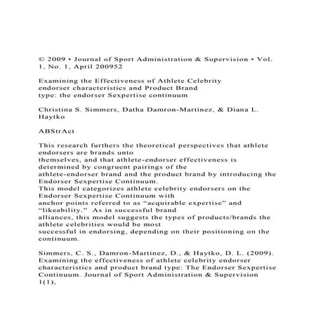 © 2009 • Journal of Sport Administration & Supervision • Vol. .docx