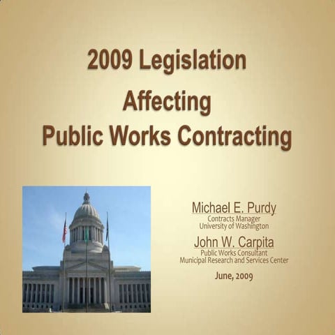 2009 Legislation Affecting Washington State Public Works Contracting