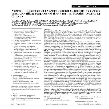 Mental Health and Psychosocial Support in Emergencies | PDF