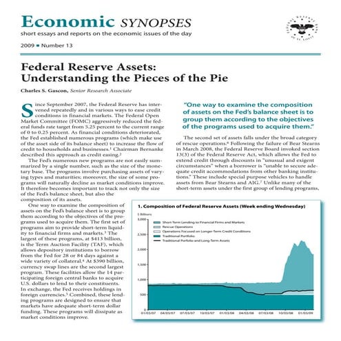 2009   No 13 Federal Reserve Assets   Understanding The Pieces Of The Pie