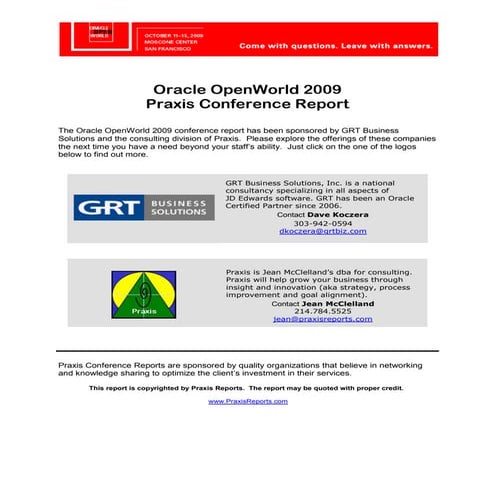 2009 Open World Praxis Report