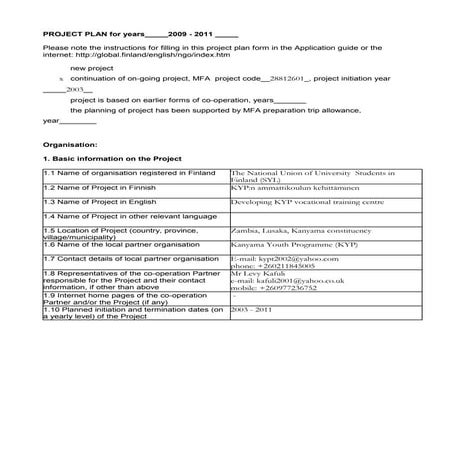 2009 project plan_kyp_rev | PDF