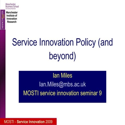 Service Innovation - Strategy and Policy