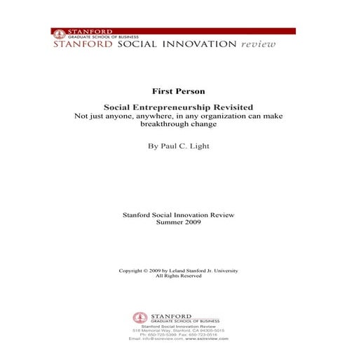 2009 S U  Social Entrepreneurship