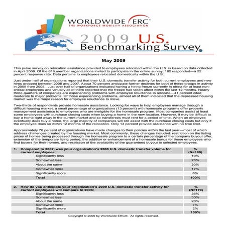 2009 Us Corporate Relocation Benchmarking Survey