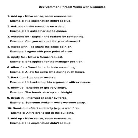 Common Phrasal verbs for A2 level learners | PDF