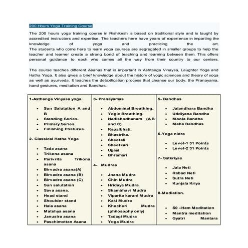 200 hours yoga training course