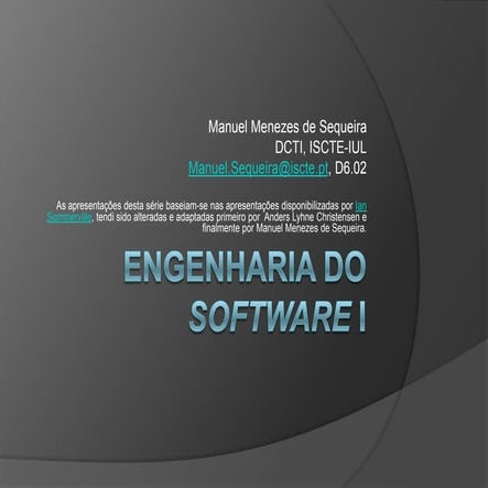 Eng.ª do Software - 1. Introdução