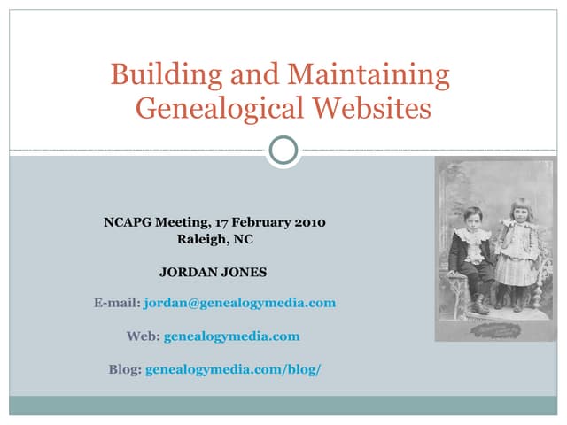 Building and Maintaining Genealogical Websites