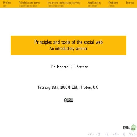 Principles and tools of the social web - An introductory seminar
