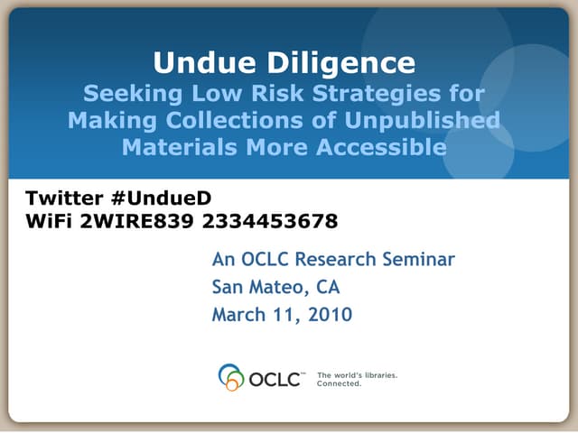 Undue Diligence: Seeking Low-risk Strategies for Making Collections of Unpubl...