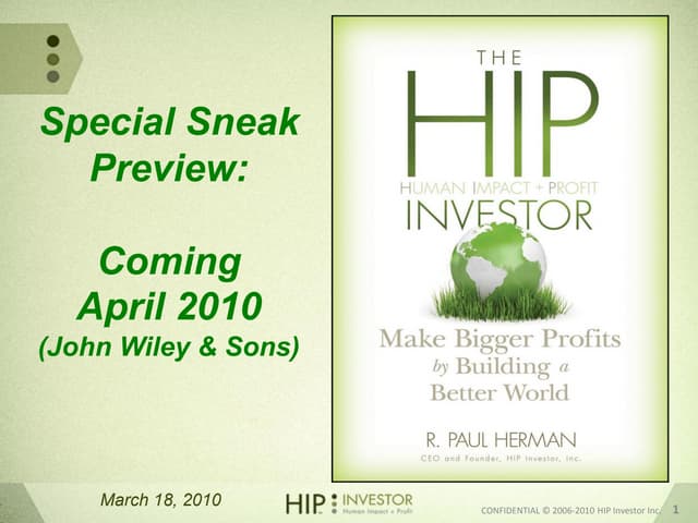 The HIP Investor: Making a better profit by building a better world | PDF