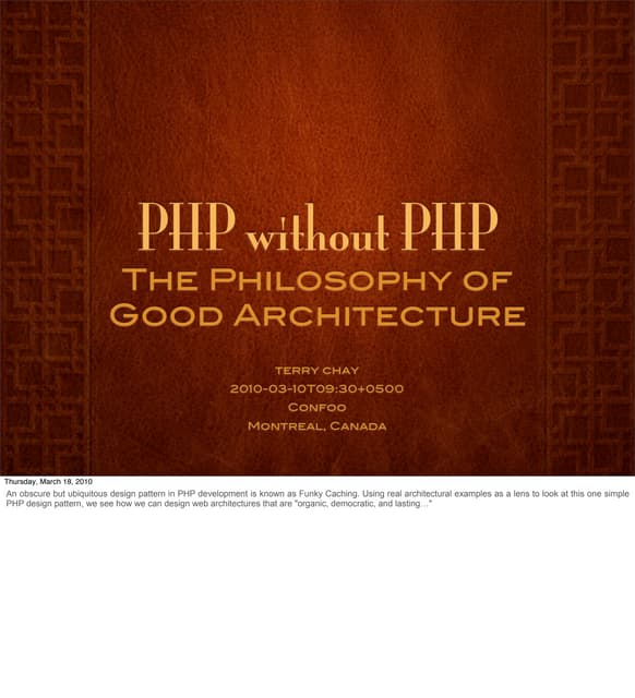 PHP Without PHP—Confoo