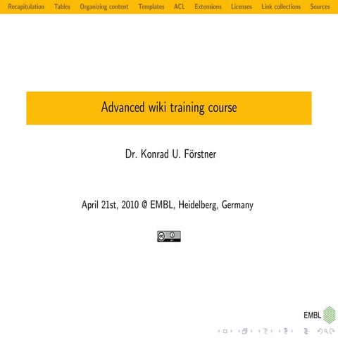 Advanced Wiki training course