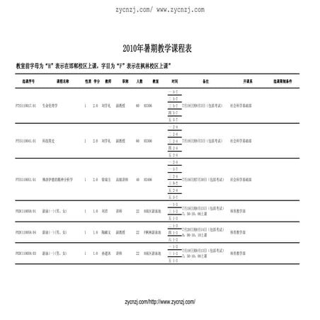 下载课程表   2010年暑期教学课程表