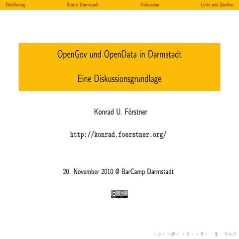 OpenGov und OpenData in Darmstadt - Eine Diskussionsgrundlage
