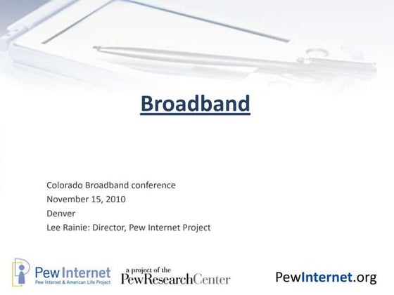 Lee Rainie's broadband keynote at "Online Opportunities"