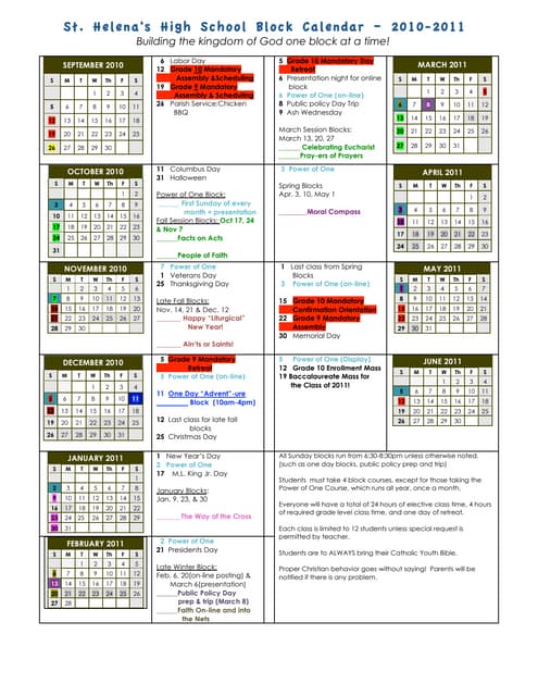 2010 11 high school calendar updated | PDF