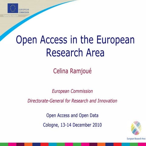 Celina Ramjoué: Open Access in the European Research Area (ERA)