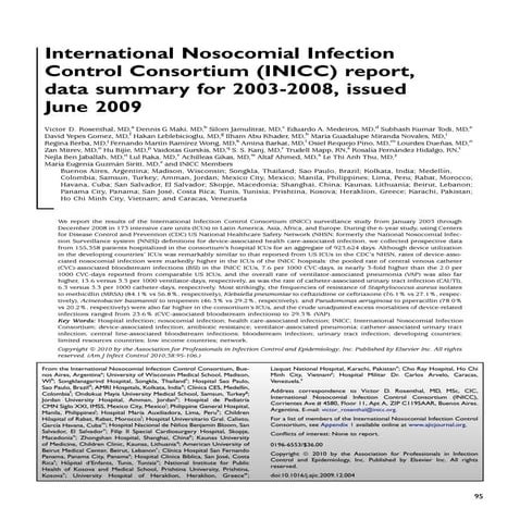 International Nosocomial Infection Control Consortium 2010