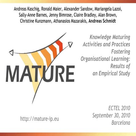 Knowledge Maturing Activities and Practices Fostering Organisational Learni...