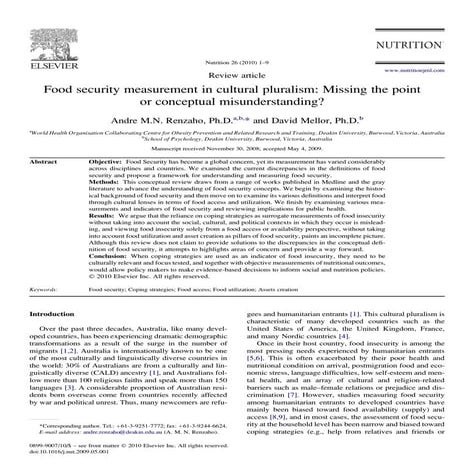 2010 food security measurement in cultural pluralism